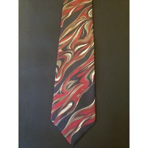 Barrington Men’s Necktie 100% SILK w/ Blue Red Cream & Brown Tie 4” WIdth